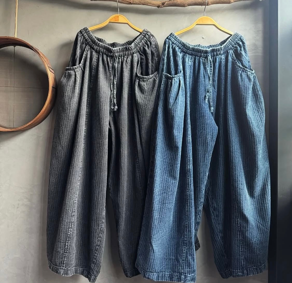 Bomullsbyxor med repmönster- Jessica