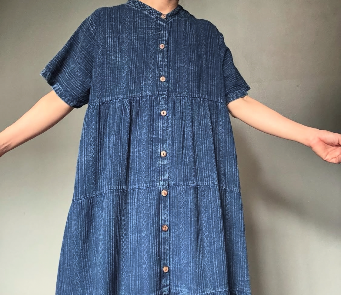 Klänning Indigo-färgad- Denise