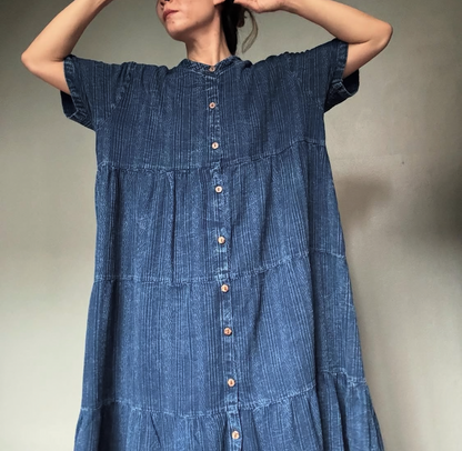 Klänning Indigo-färgad- Denise