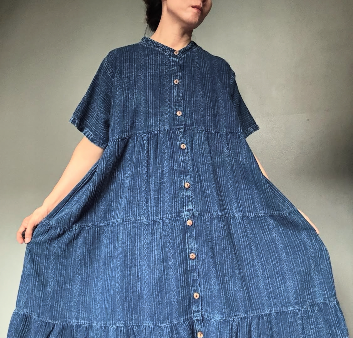 Klänning Indigo-färgad- Denise