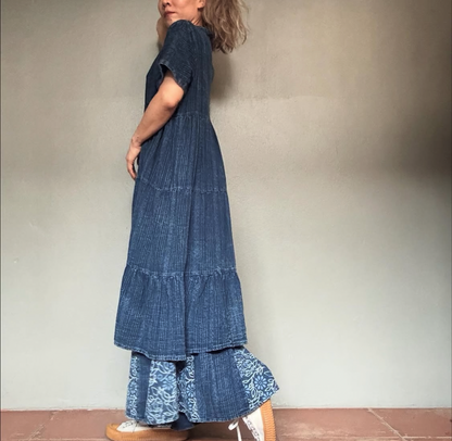 Klänning Indigo-färgad- Denise