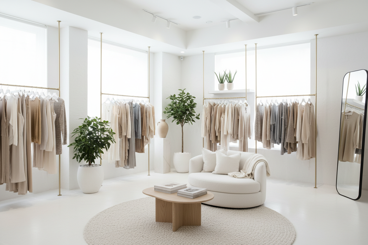 MINIMALIST WHITE COZY FASHION STORE