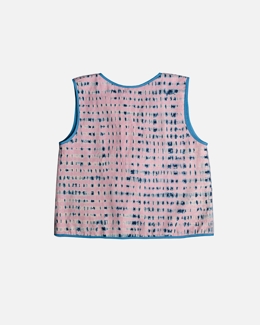 Linnevest med knytband- Shiborifärgad